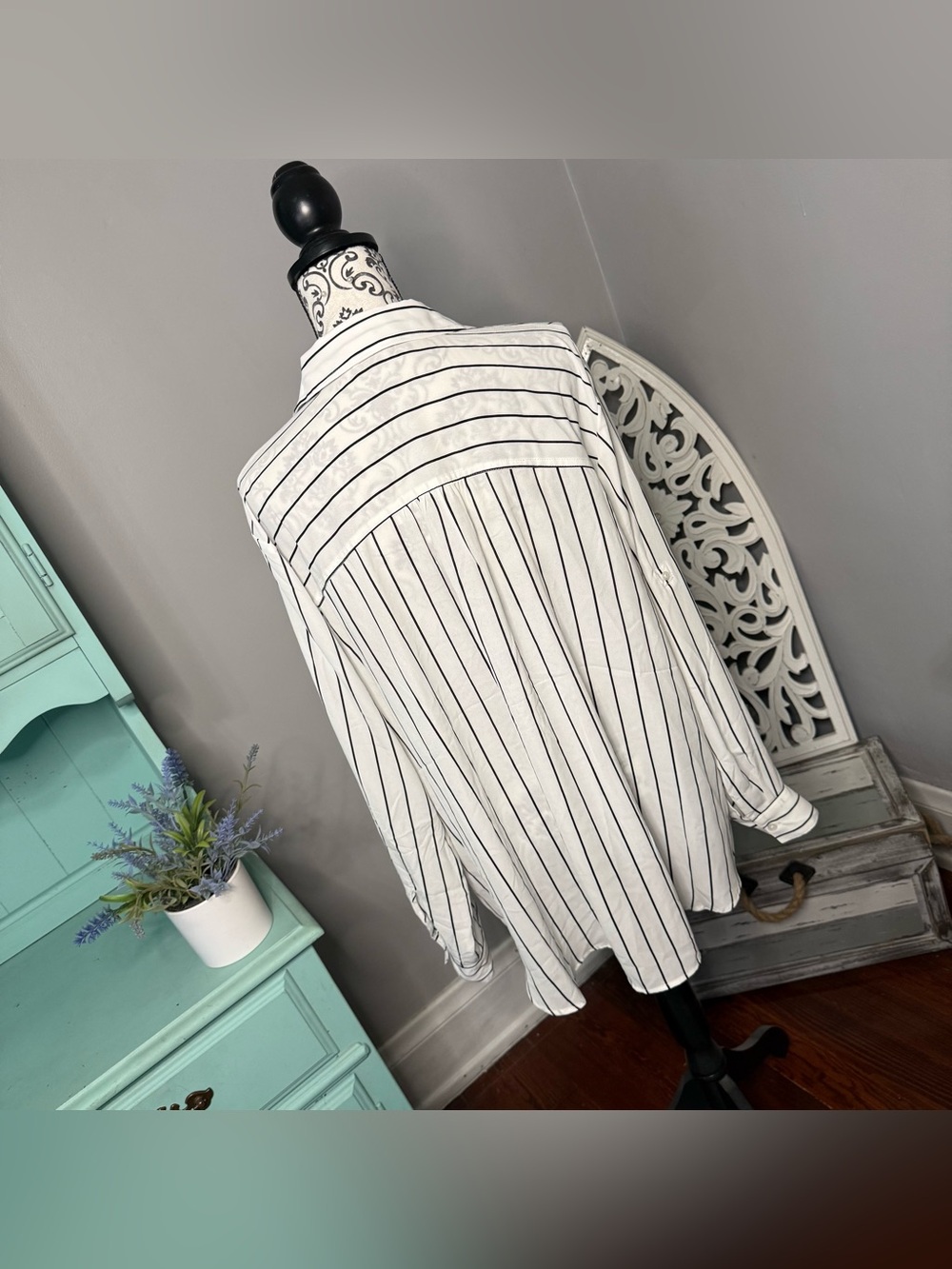Maurices Striped Button Down Long Sleeve Blouse Size 2X Boho Beach Vacation - Picture 6 of 9